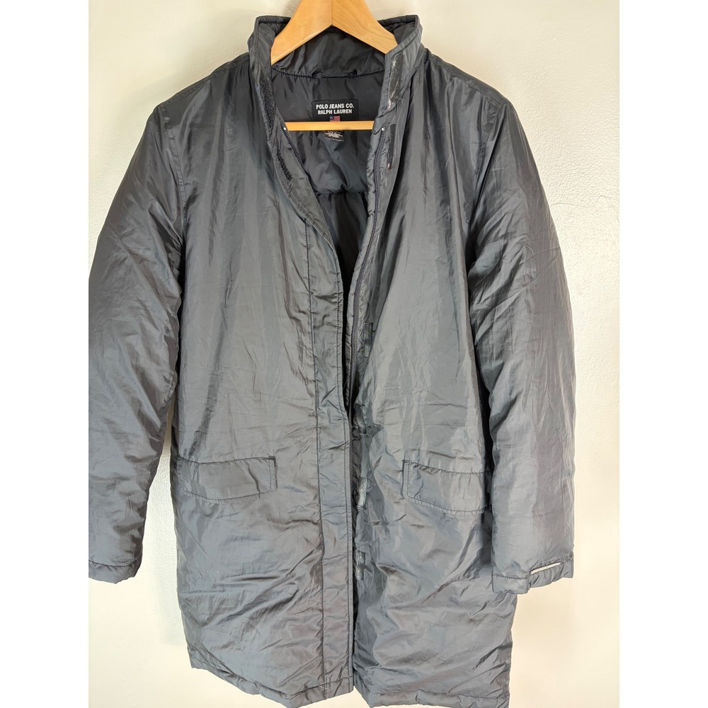Polo Jeans Co Ralph Lauren Womens Black Down Puffer Coat Parka Jacket Medium